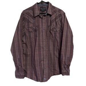 Cody James Pearl Snap Shirt Mens Size L Red Plaid Sawtooth Pocket‎ RN138823